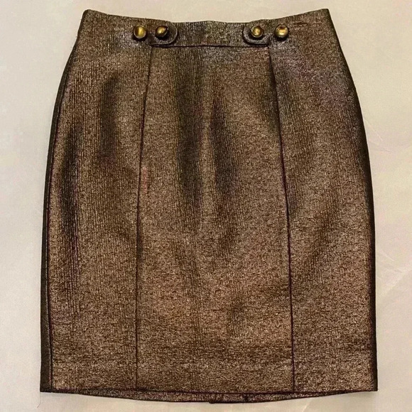 Trina Turk Brown/Black Metallic Pencil Skirt - Picture 1 of 14